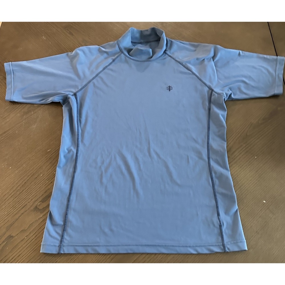 Coolibar‎ Swim Shirt Mens Medium Blue UPF 50+ Sun Protection Tulum Rash Guard